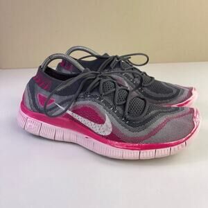 Nike Free 5.0 Flyknit Running Shoes Grey Pink Foil Women’s Size 11 615806-016